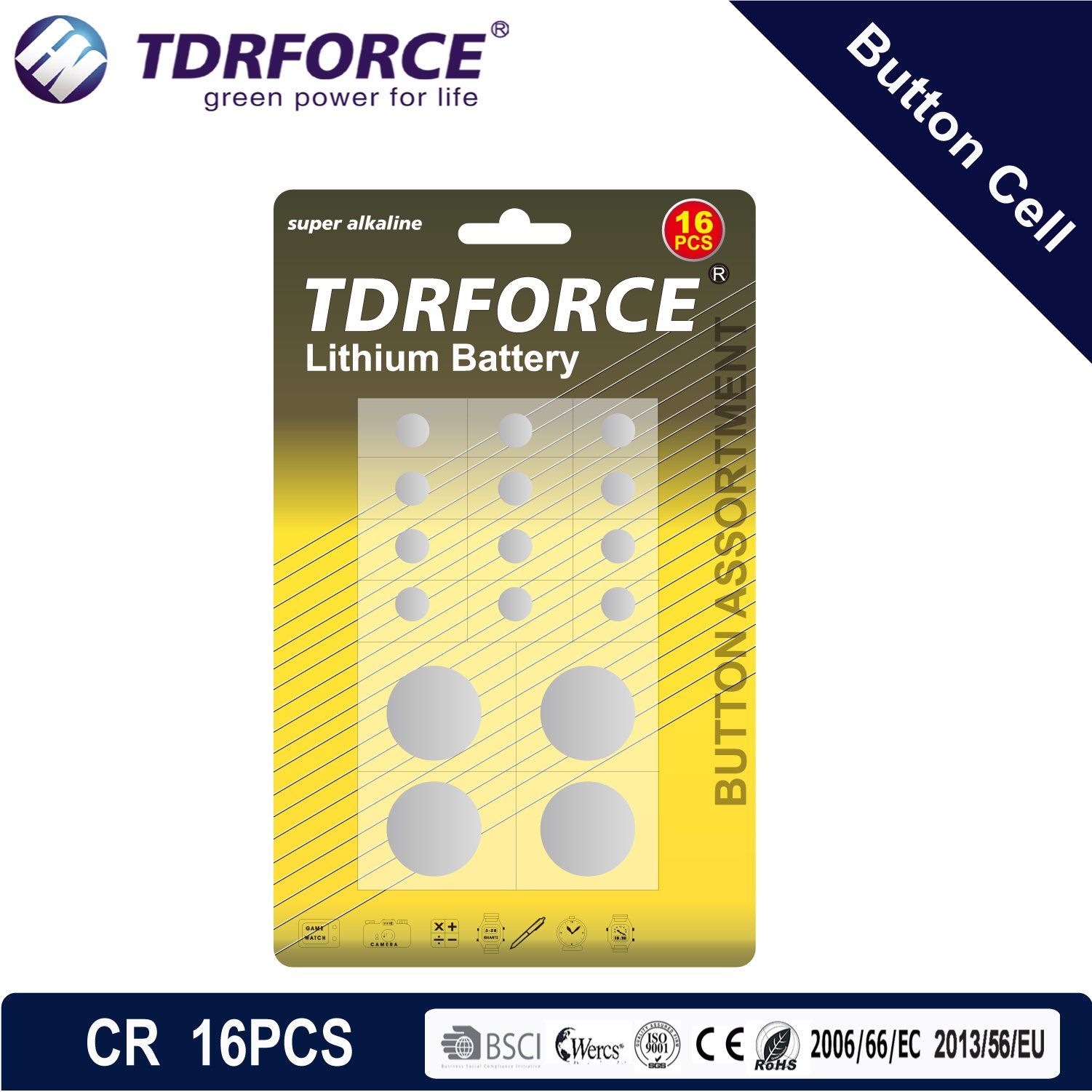 3V Cr Button Cell Lithium Battery with Ce for Toy (CR 16PCS)