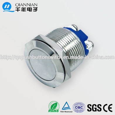 19mm 1no Resetable Flat IP65 Ik08 Push Button Switch