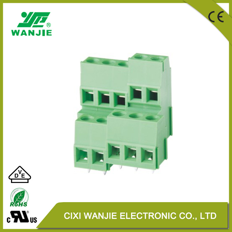 PCB Double Row Screw Terminal Block Wjek500A/508A, 5.0/5.08mm