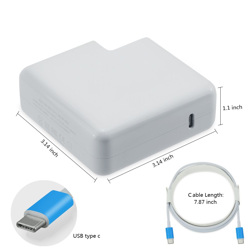 29W 61W 87W USB-C Power Adapter Type C Charger Adaptor for Apple MacBook 2016