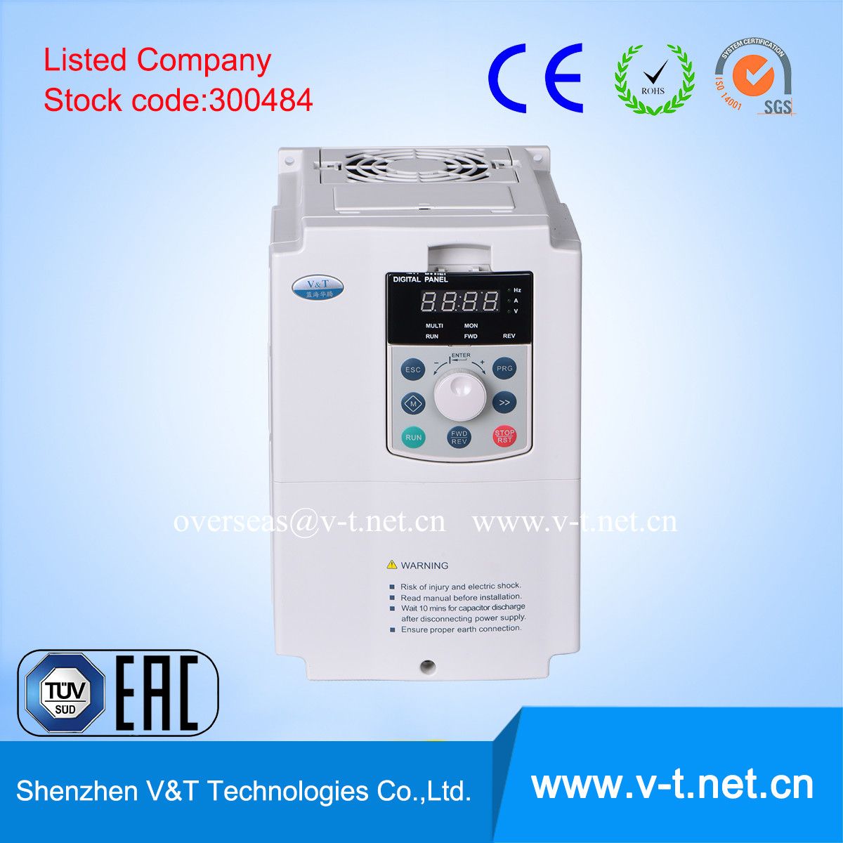 V&T V5-H Closeloop Control Frequency Converter/VSD/VFD with Ce Certificate 11 to 17.5kw - HD