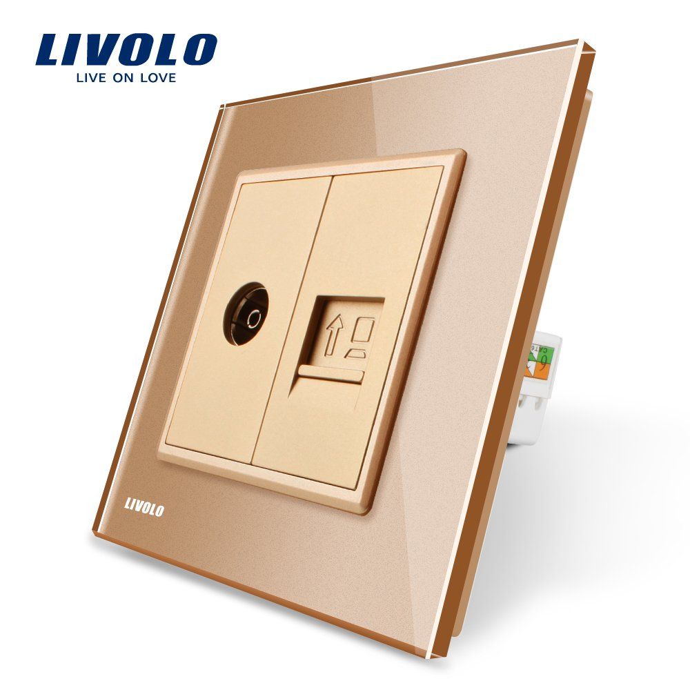 Livolo 2 Gangs Wall TV and Computer Socket Outlet Vl-C791vc-13/15