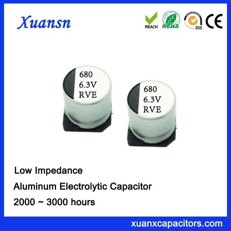 High Stability SMD High Frequency 680UF 6.3V Electrolytic Capacitor