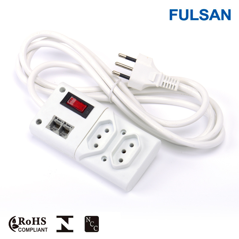 Electrical Power Strip Plug and Socket with Rj11 and RJ45