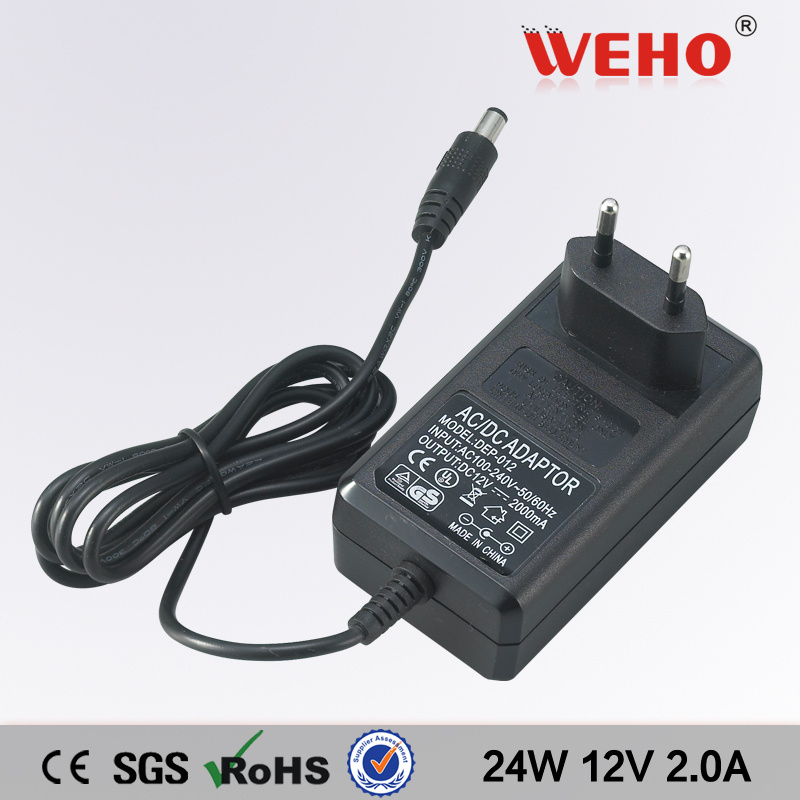 Weho European Plug AC DC Adapter 24W 12V 2A