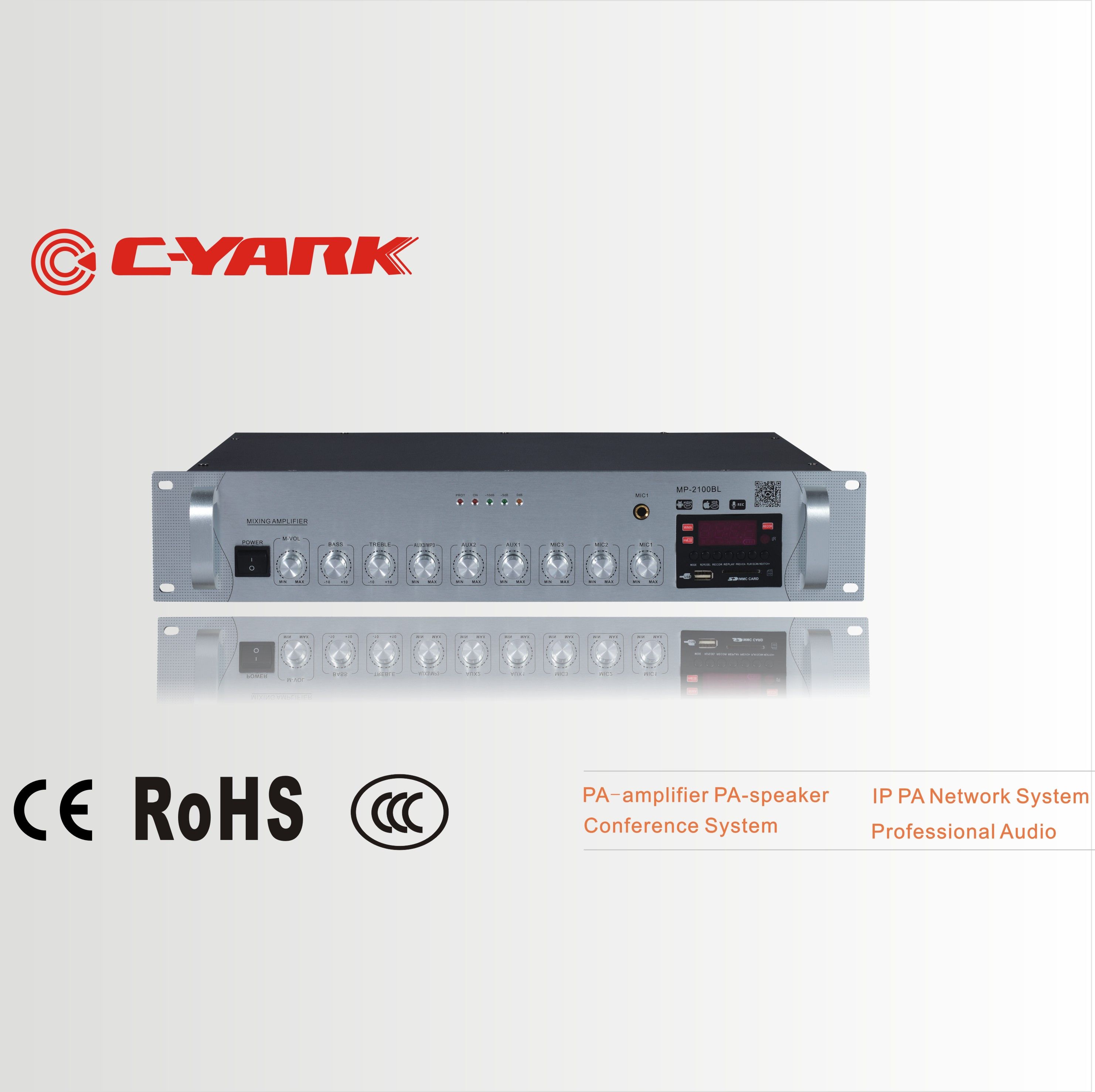 Public Address Mixer Amplifier with CD/DVD, USB, SD, FM, Bluetooth