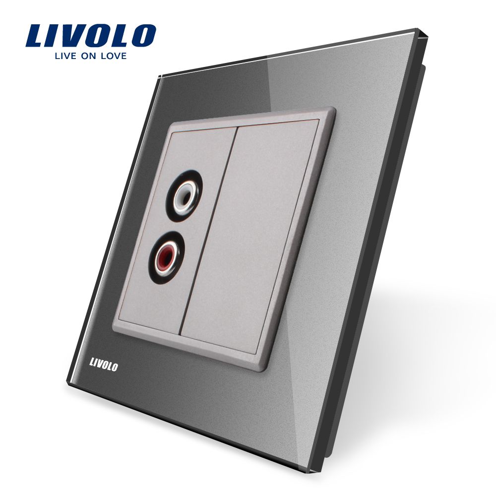 Livolo EU Modern Glass Outlet Gray Audio Socket Vl-C791ad-11/12/13/15