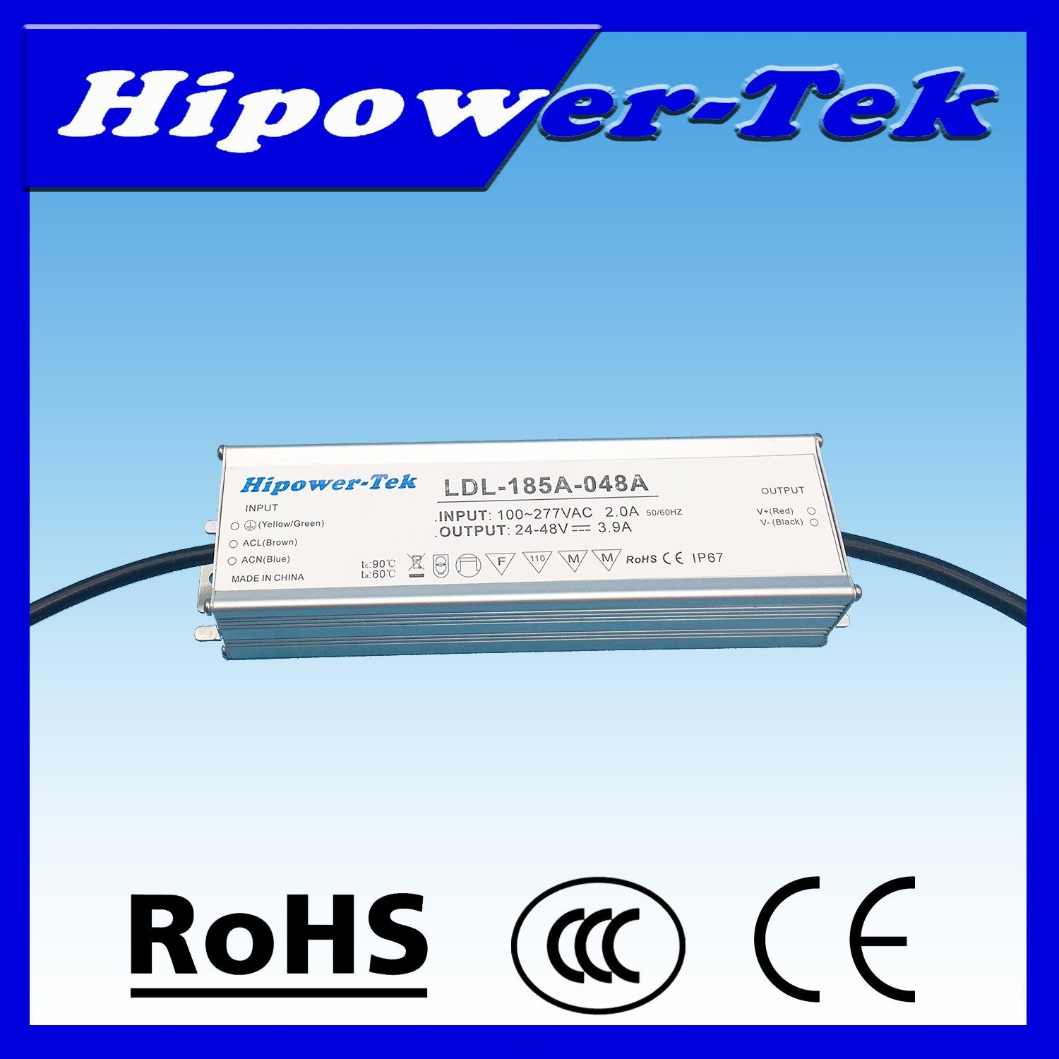 185W Waterproof IP67 Outdoor High Voltage Output Power Supply LED Driver