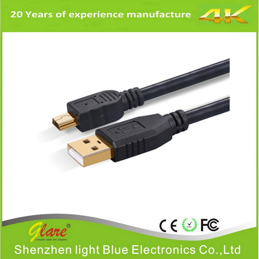Gold Plug USB Am to Mini USB Cable