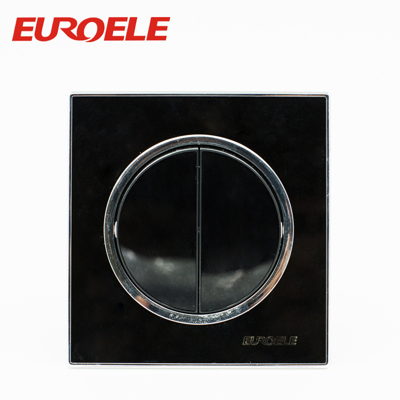 Acrylic Plate Black 2 Gang 250V/10A Electric Wall Switch