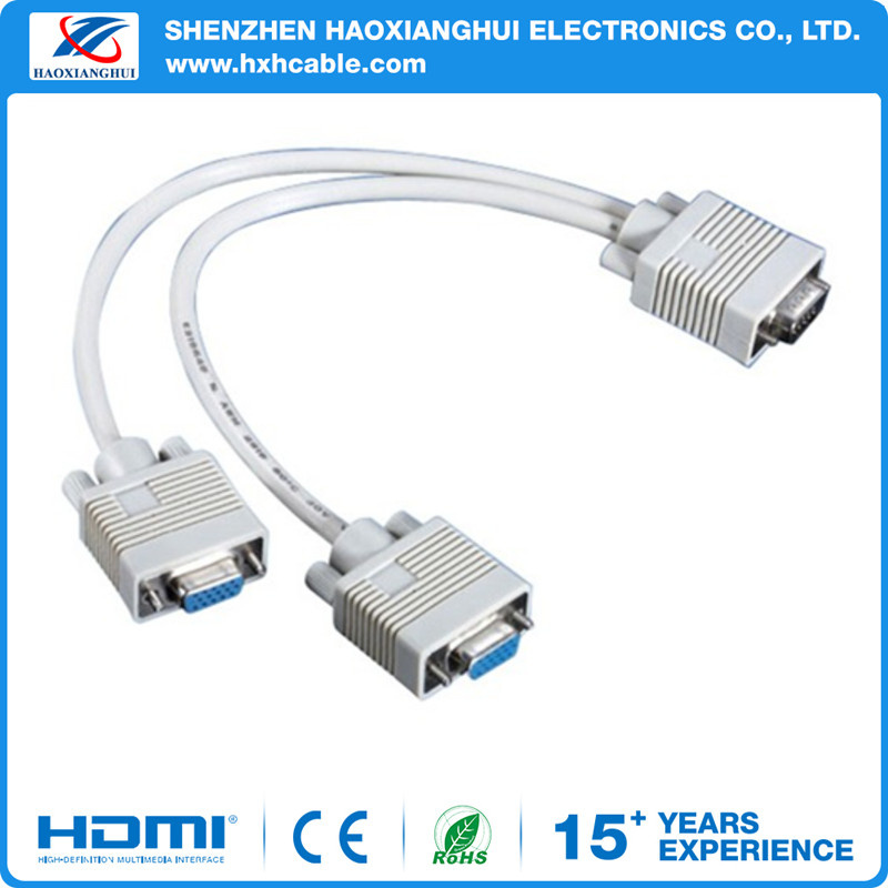 1 Male to 2 Female VGA Cable