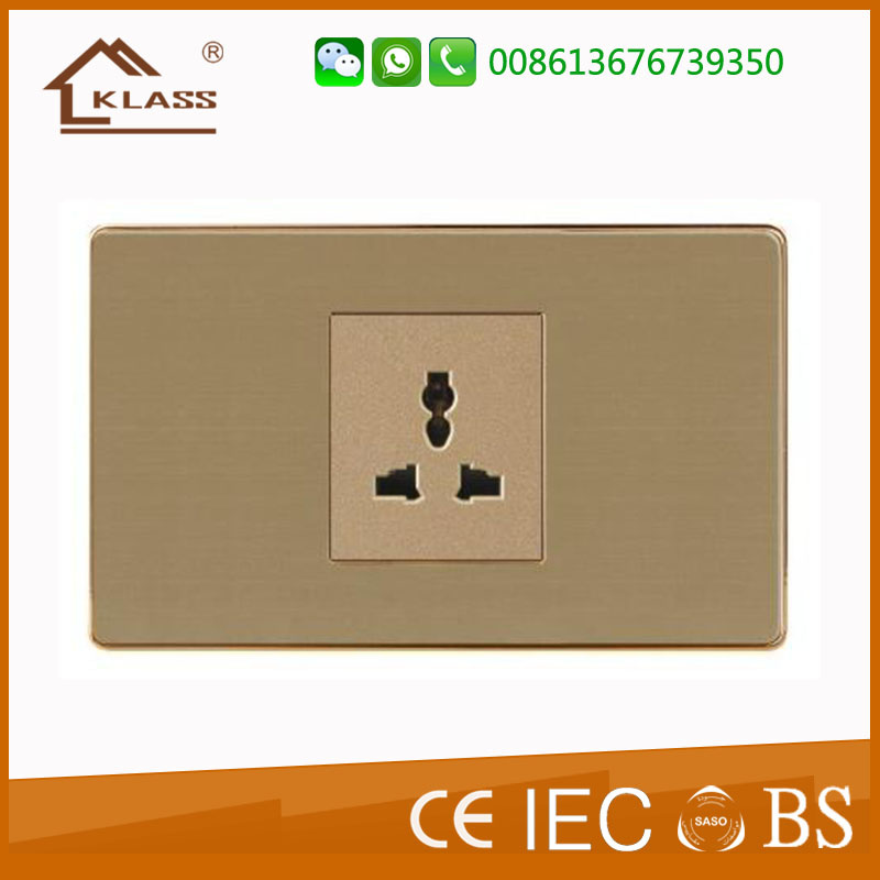 Brushed Stainless Steel Mf Socket Multi Socket 3 Pin Socket