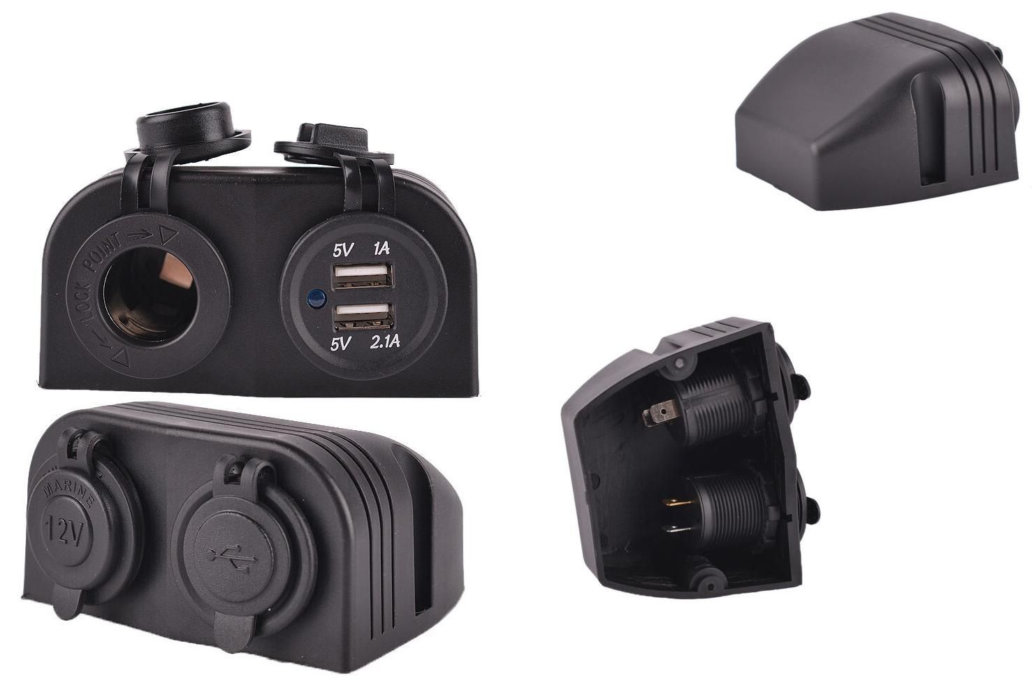 Waterproof Dual USB Ports Car Charger Socket/Car Cigarette Lighter Socket/Jack