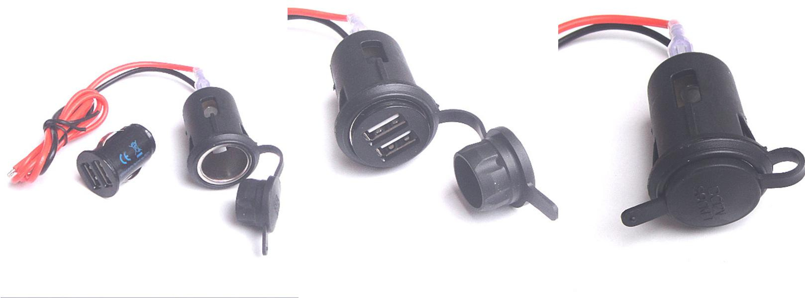 Waterproof Motorcycle Car Cigarette Lighter Socket/Car Power Plug/Dual USB Charger