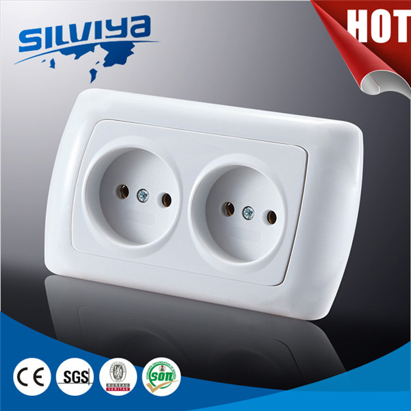 2 Gang 2 Pin Wall Socket Non-Grounding