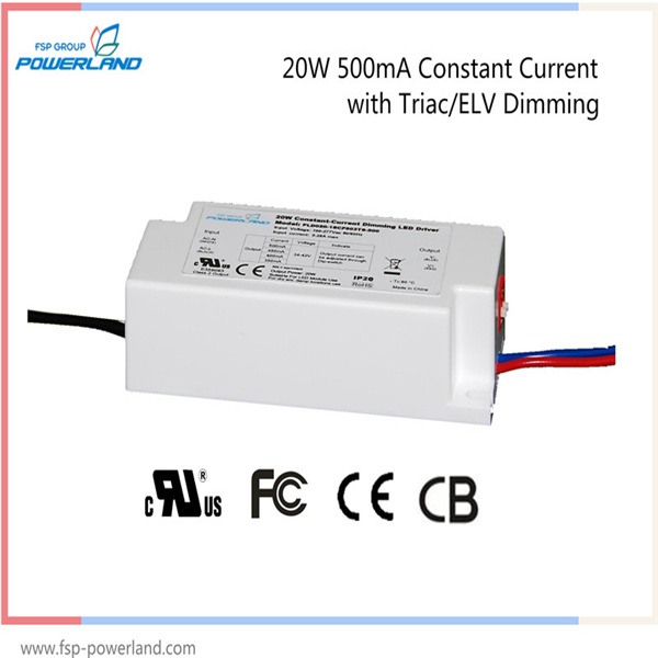 TUV Approved 20W 500mA Constant Current Triac/Elv Dimmable LED Driver
