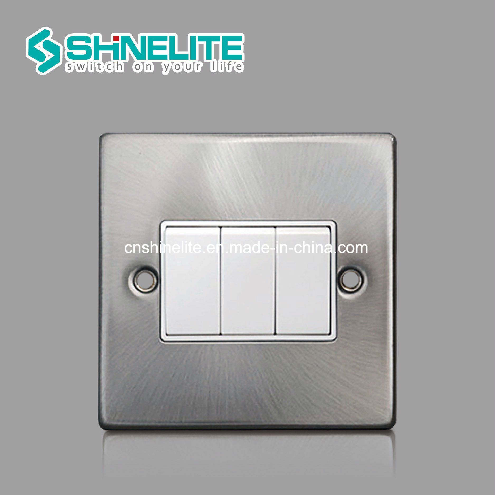 3 Gang 2 Way Stainless Steel Plate Light Switch