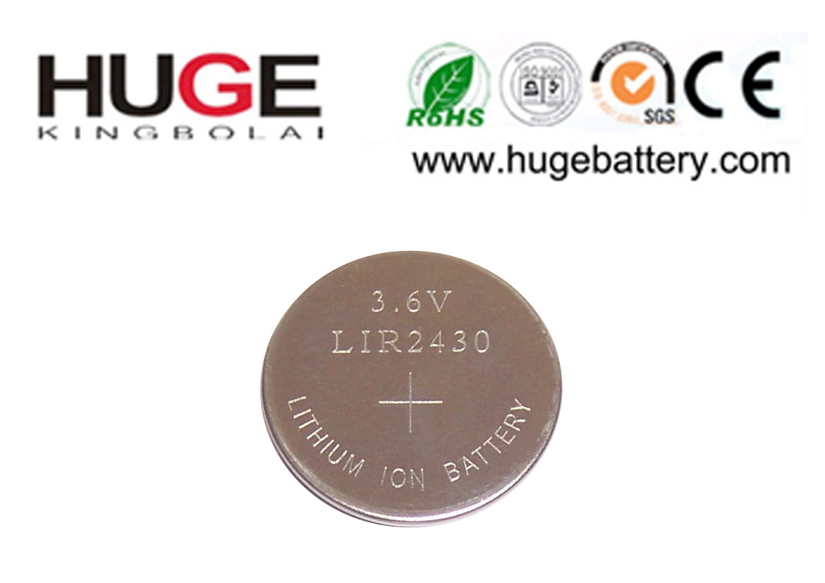 3.6V Rechargeable High Capacity Lithium Li-ion Button Cell Lir2430