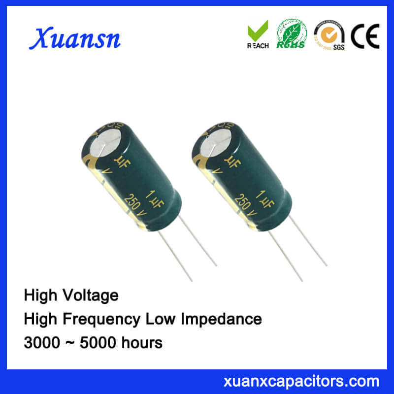 Low Impedance 1UF 250V Electrolytic Capacitor 105c