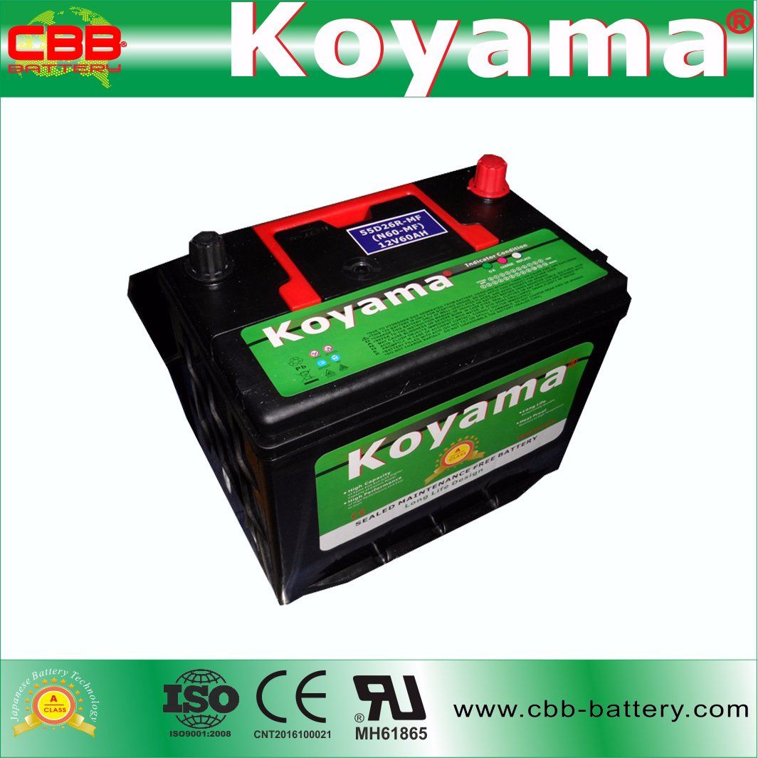 12V60ah SMF Starting Battery 55D26r