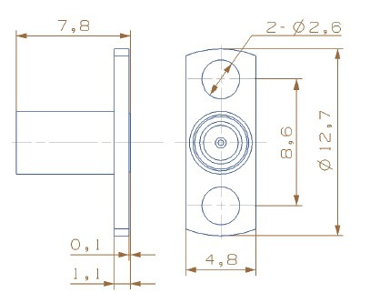 SMP Type Male 2 Hole Flange Mount Connector