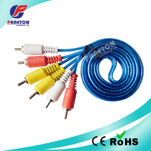 Transparent Blue 3 RCA to 3RCA Audio Video Cable
