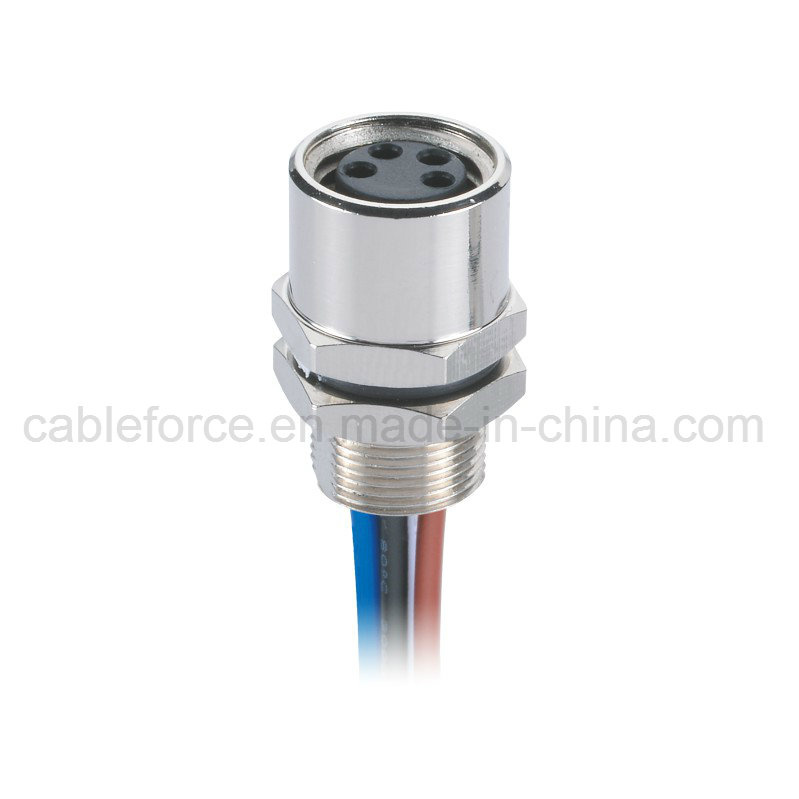 M8 4pin Female Panel Mount Connector with Ce Certification Rear Festened