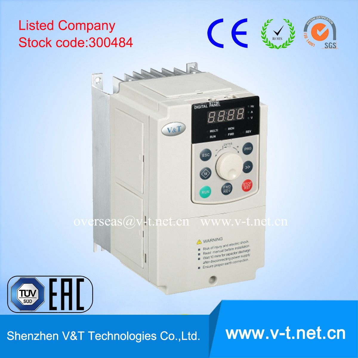 V&T E5-H Universal Use Vector Control VFD/VSD/AC Drive for Fan & Pump Application 0.4 to 2.2kw - HD