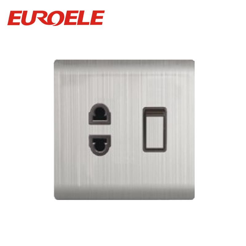 Stainless Steel Sliver Color 250V/10A Univesal Switch Socket Outlet