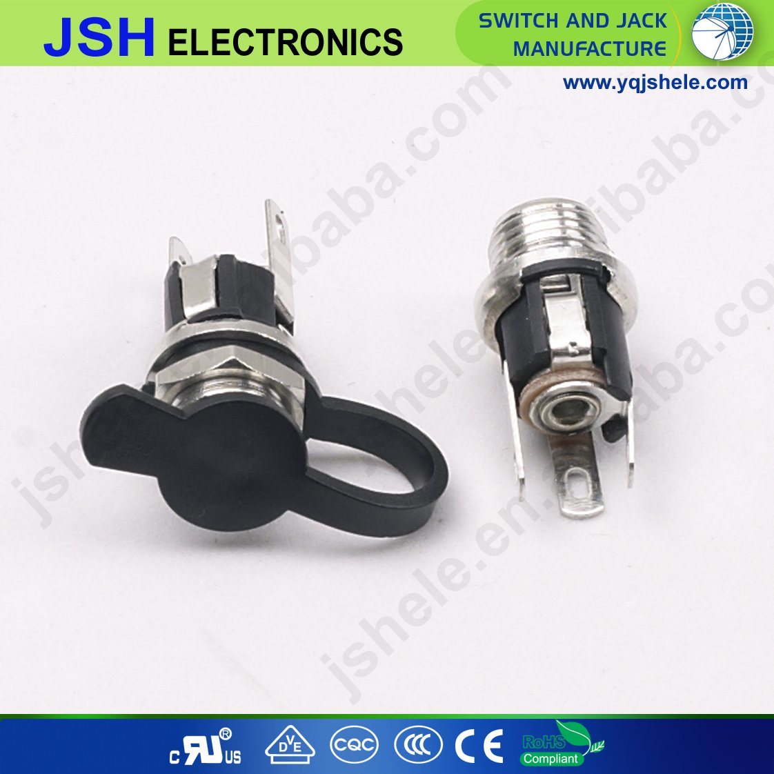 5.5mm X 2.1mm DC Power Supply Metal Jack Socket with Nut and Washer