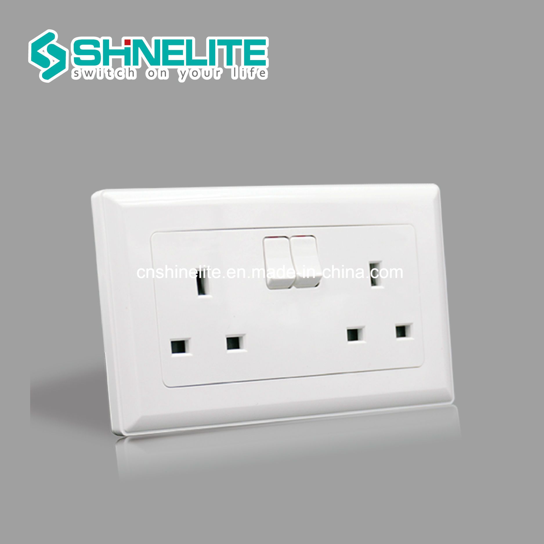 UK Standard 13AMP 2 Gang Double Pole Wall Switch Socket