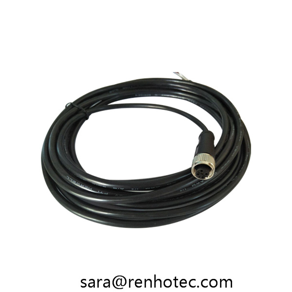 M12 5pin Female Straight Waterproof Connector Molded Cable with Plug