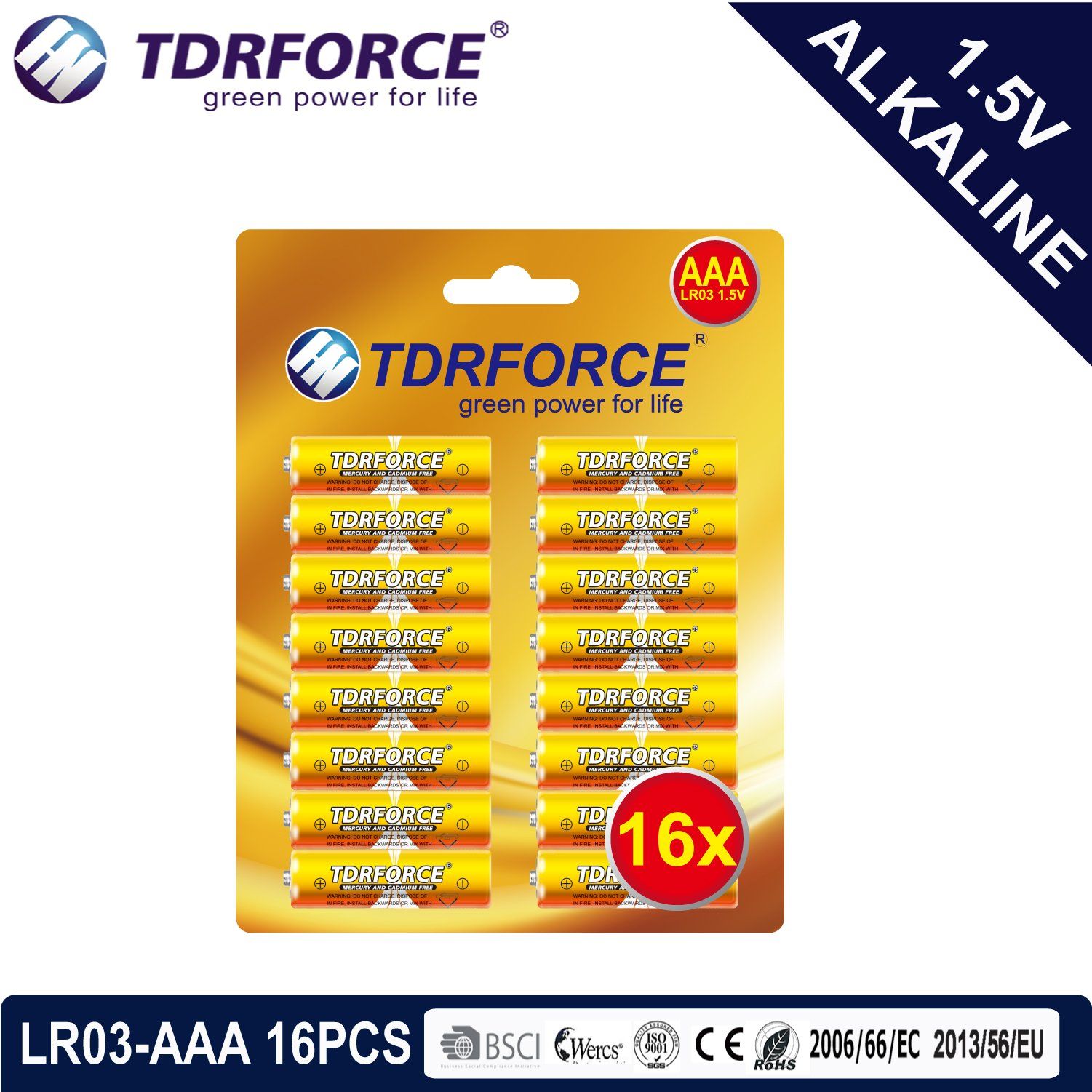 Alkaline Dry Battery with Ce Approved for Toy 16PCS Blister Card (LR03-AAA Size)