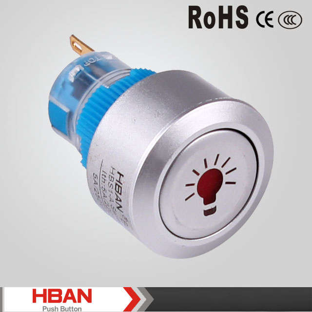 Hban 22mm Round Head Momentary/Latching Push Button Switch with Logo Illumination