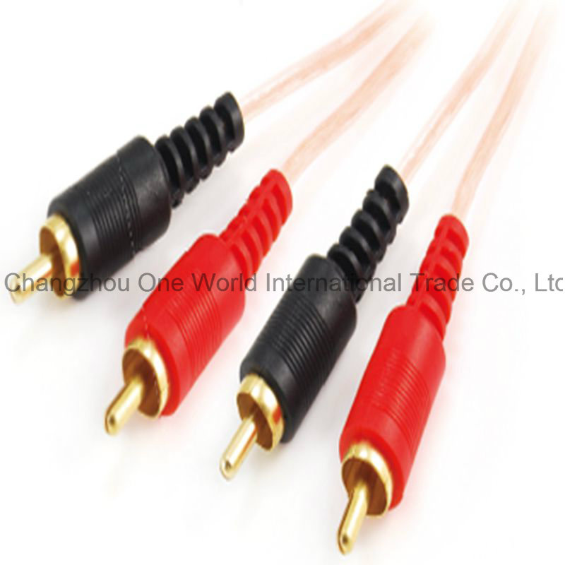 2 RCA Plugs - 2 RCA Plugs Clear Cable