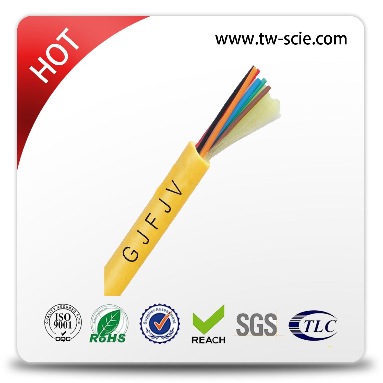 Multi Core Om3 Yellow Fiber Optic Distribution Cable with PVC Sheath
