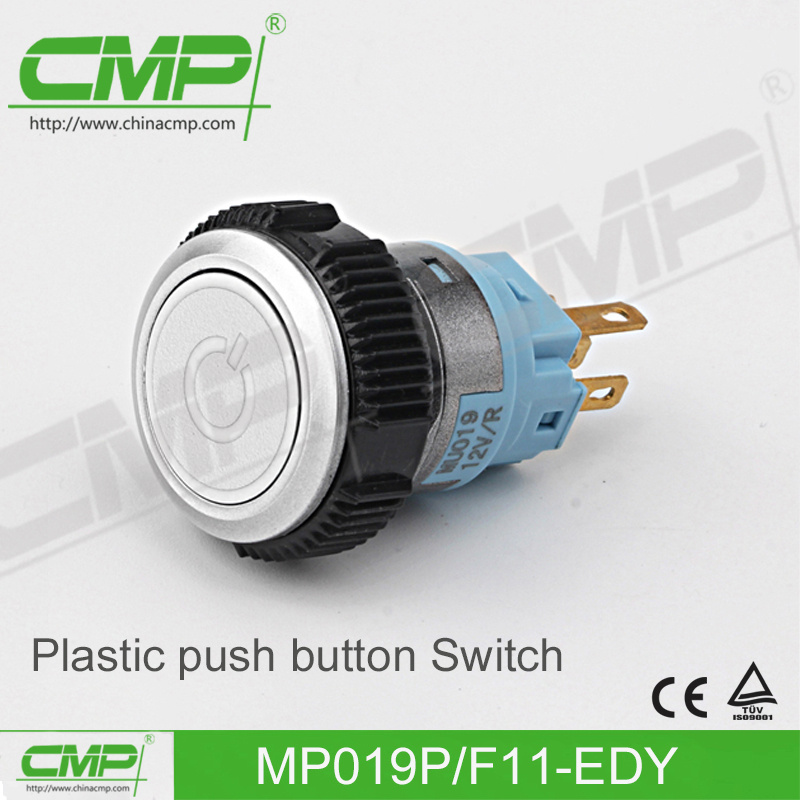 19mm Latching Push Button Plastic Switch