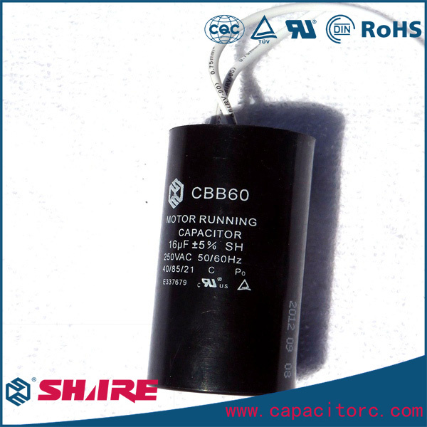 Cbb60 AC Motor Run Capacitor Plastic White Sh Capacitor