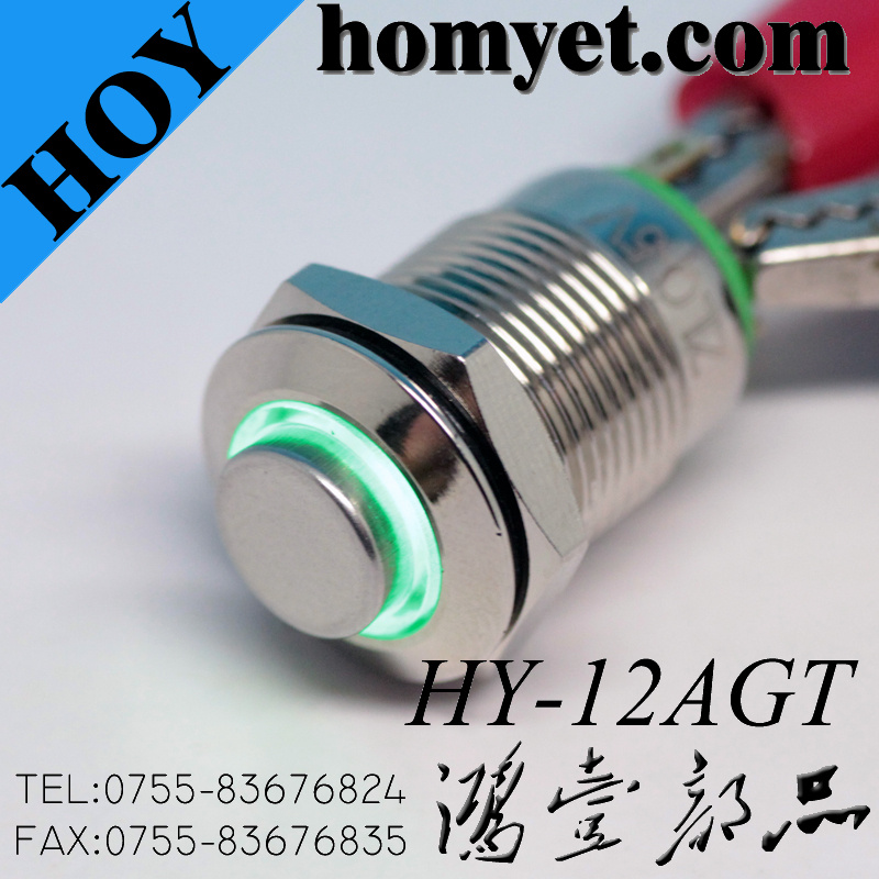 22mm 4p Illuminated in Stainless Steel LED Push Button Switch with IP65 Waterproof