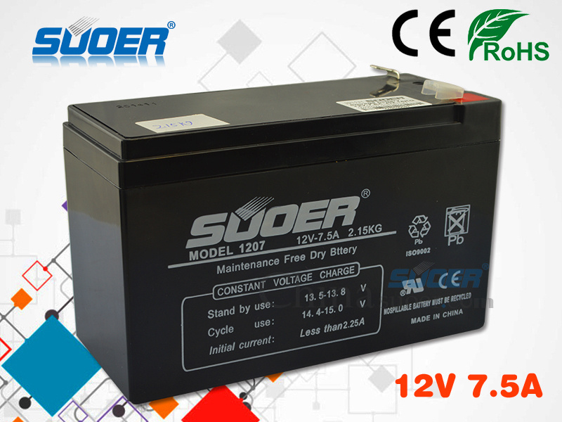 Suoer Maintenance Free Battery 12V 7.5ah Storage Battery