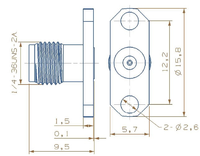 SMA-Kfd 2 Hole Flange Female Connector
