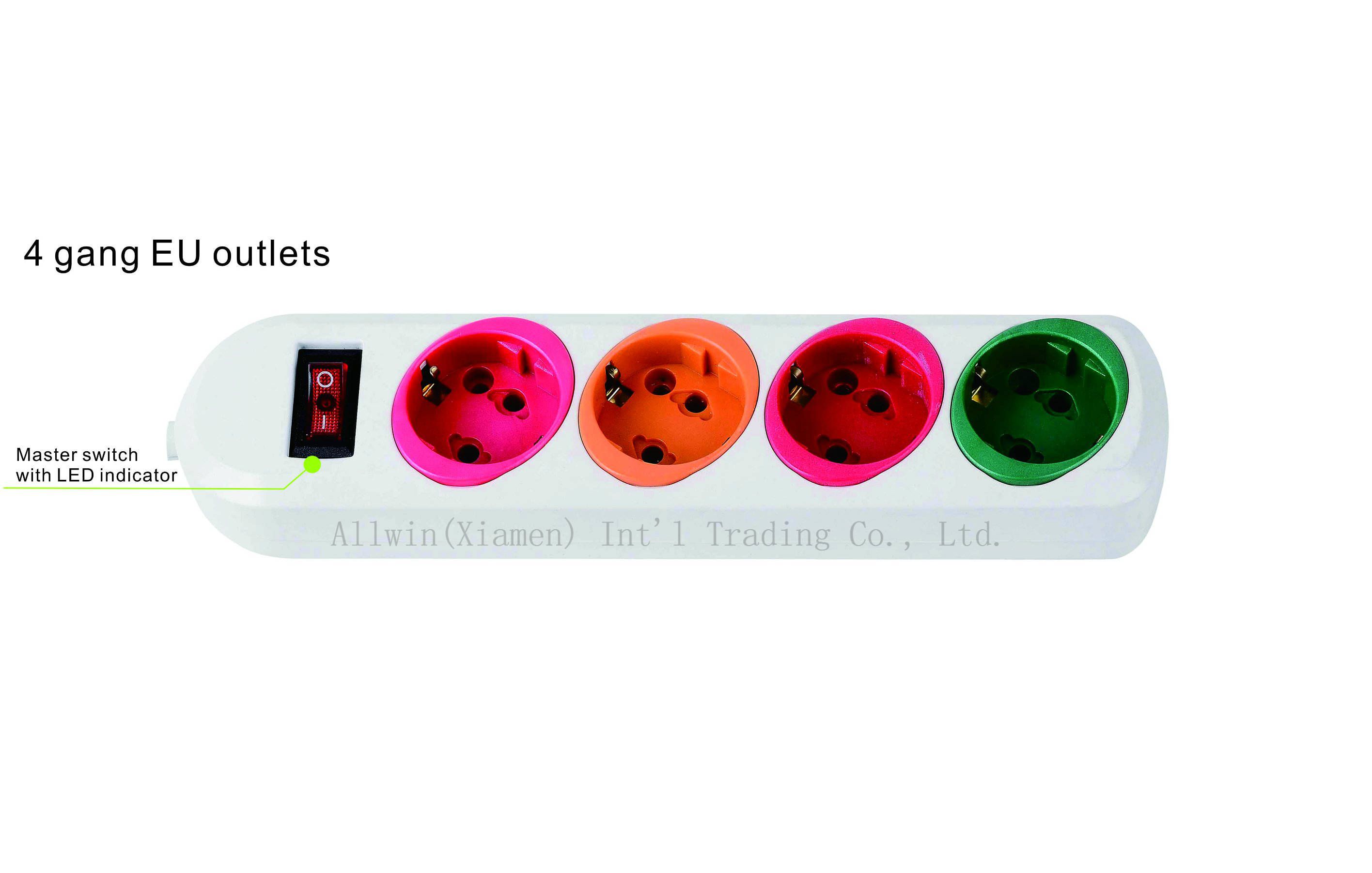 4 Gangs European Type Extension Cord