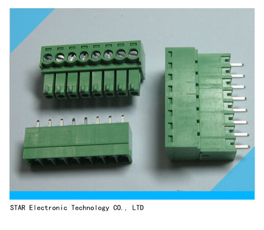 Screw Terminal Block Connector 3.5mm 8 Pinway Green Pluggable Type