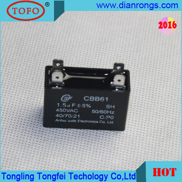 450VAC Cbb61 Fan Capacitor 1.5mfd 2016