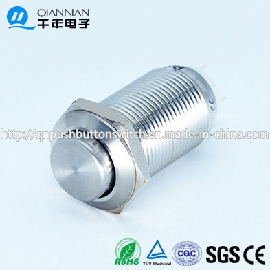 Qn12-D2 12mm Elevated Head Sliver Latching Push Button Switch