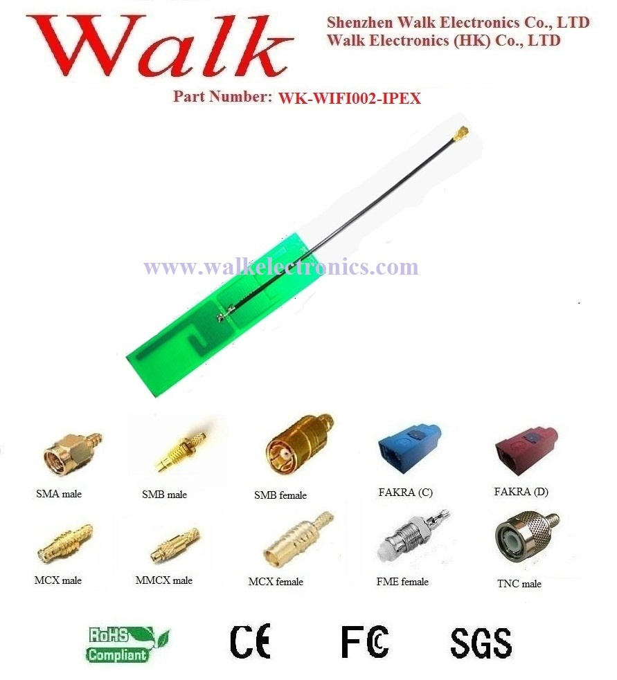 U. FL Ipex Connector, RF1.13 Cable, High Gain WiFi PCB Antenna, Internal 2.4GHz Antenna, Built in WiFi Antenna