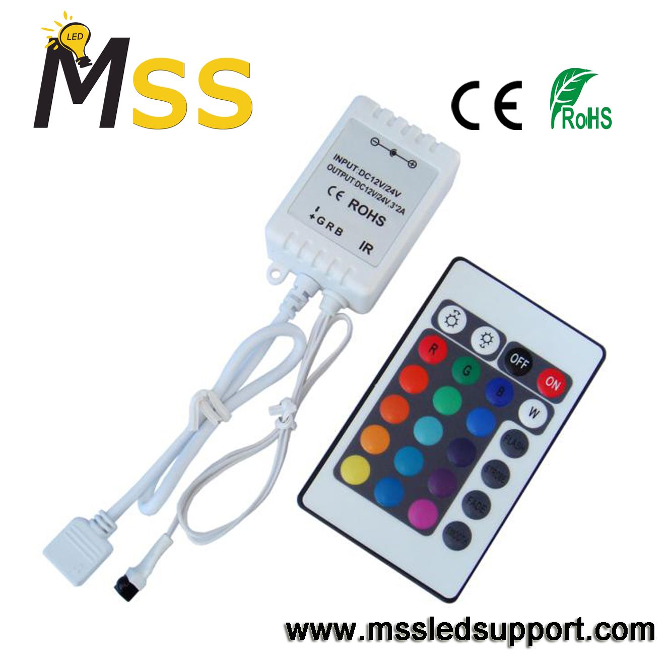 DC5-DC24V IR Remote 24 Key RGB LED Strip Controller