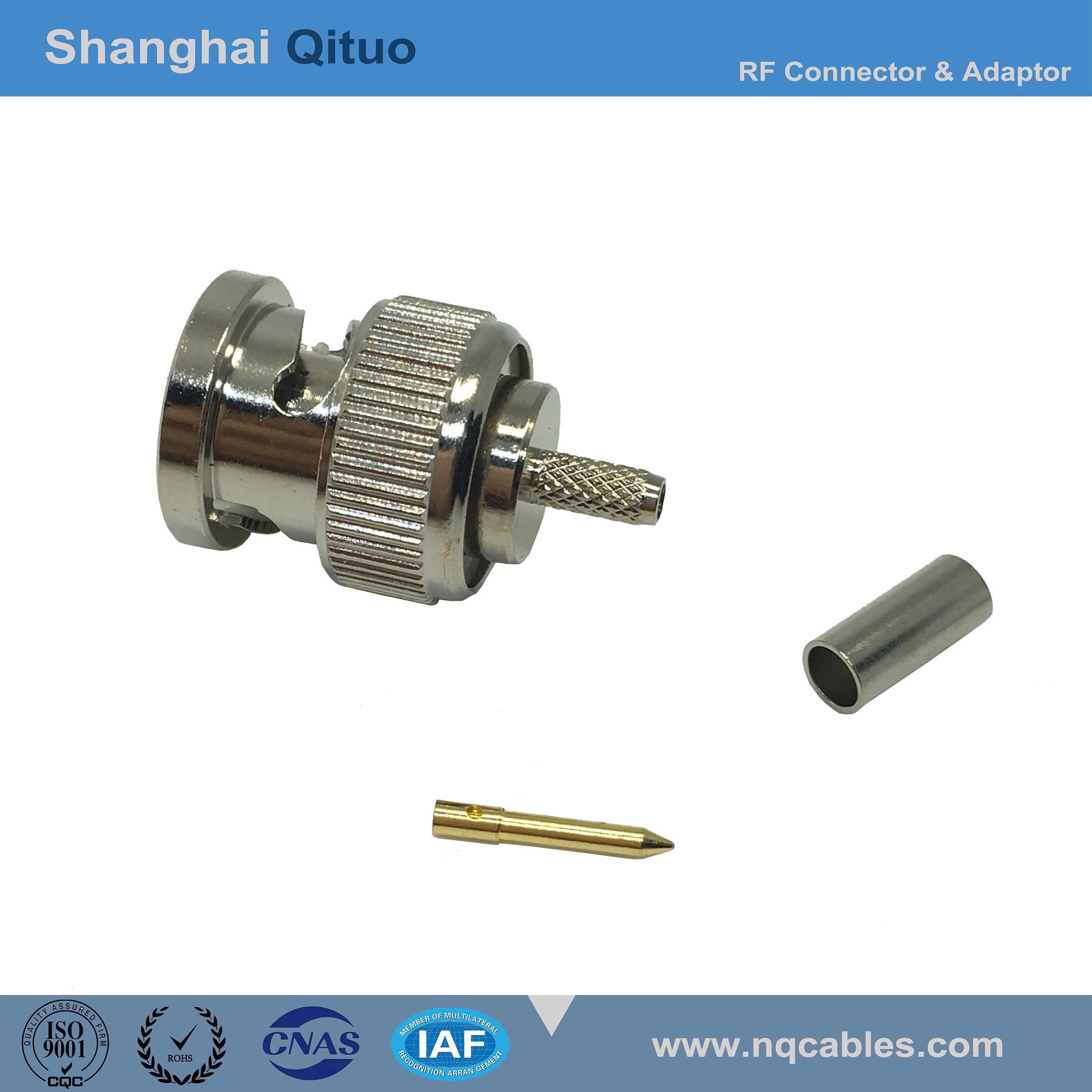 RF Connector BNC Straight Male Plug Crimp 75ohm (BNC-75-J-C-1.5, -3, -4, -5, -7) (5 kinds)