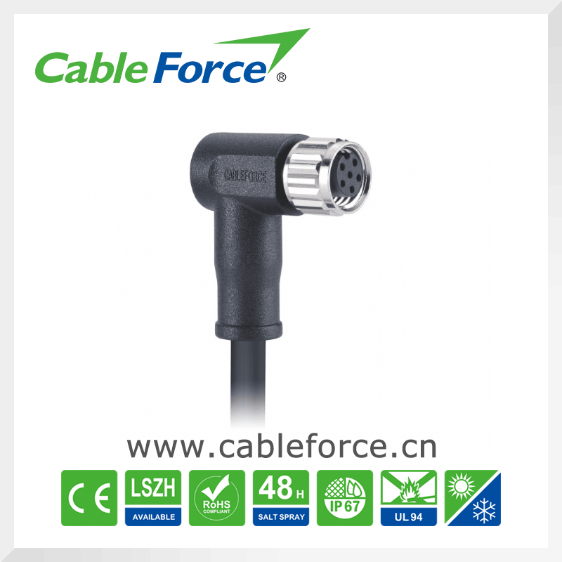 M8 6 Pin Female Right Angled Cable Connector for Industrial Automation with Ce Certification