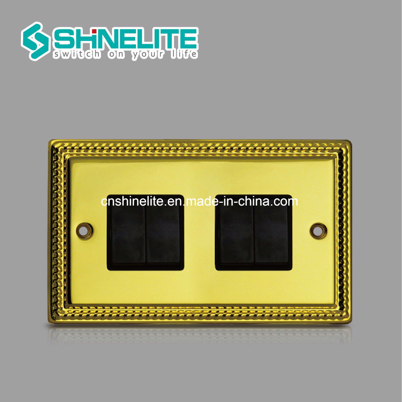10A 4 Gang 1 Way Electrical Switch Golden Color Switch